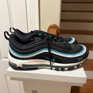 Nike Air Max 97 Black Teal White Accent Sneakers